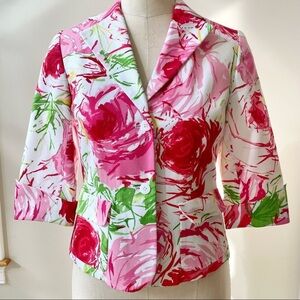 SANDRA Floral Blazer Pink White Green Medium